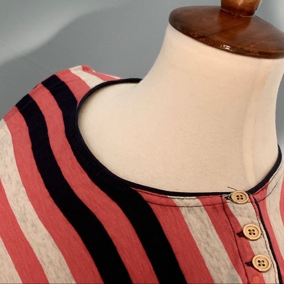 J. Crew NWOT Striped Button Shoulder LS Crew Top - Picture 6 of 8